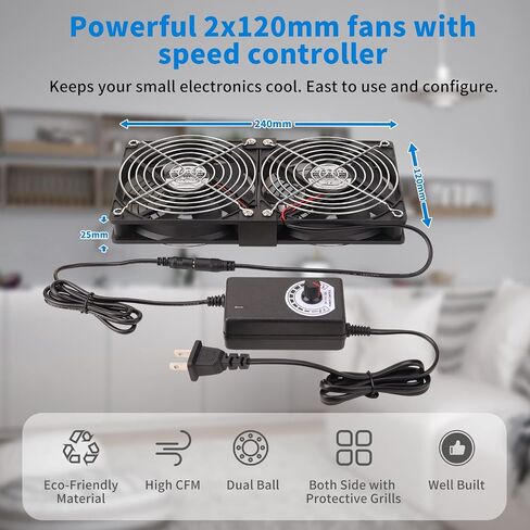 Dual 120mm AC Powered Fan, 110V-240V AC to DC 12V Variable Speed Fan in Saudi Arabia