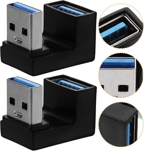 Holibanna 2pcs USB 3.0 90 Degree Angled Male to Female Adapter for Laptop in Saudi Arabia