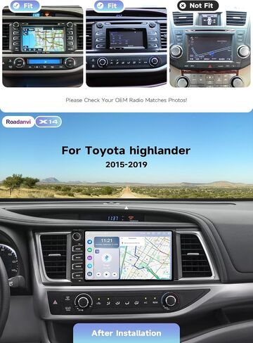 Roadanvi X14 Car Radio for Toyota Highlander 2015-2019, 6GB+128GB Head Unit in Saudi Arabia