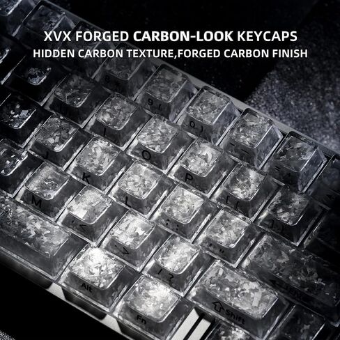 OHY XVX Forged Carbon-Look Clear Keycaps - 119 Keys Frosted PC Keycaps with Side-Printed Silver Characters, Anti-Yellowing Non-Slip for Mechanical Keyboard-Base Kit in Saudi Arabia