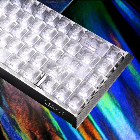 OHY XVX Forged Carbon-Look Clear Keycaps - 119 Keys Frosted PC Keycaps with Side-Printed Silver Characters, Anti-Yellowing Non-Slip for Mechanical Keyboard-Base Kit in Saudi Arabia