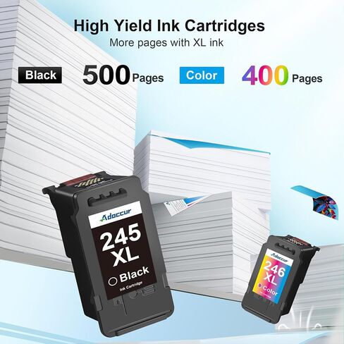 245XL Ink Cartridge Compatible for Canon 245XL 246XL Combo Pack, High Yield for Cannon 245 & 246 Printer Ink Cartridges Work with Pixma MX490 MG2522 TS202 TR4520 TS3322 TS3320 MG2525 TS302 MG2520 in Saudi Arabia