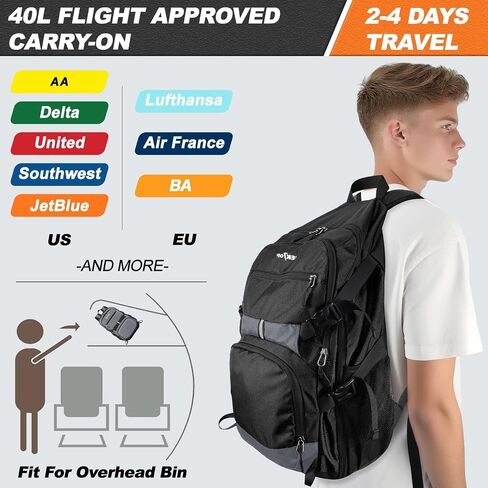 Seektop 40L Foldable Backpack for Men Women,Multiple Pockets Travel Daypack in Saudi Arabia