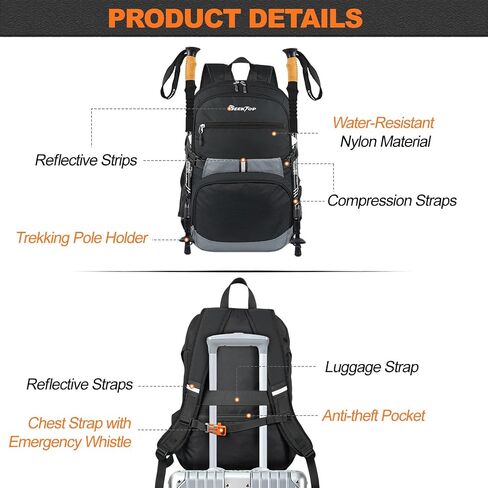 Seektop 40L Foldable Backpack for Men Women,Multiple Pockets Travel Daypack in Saudi Arabia