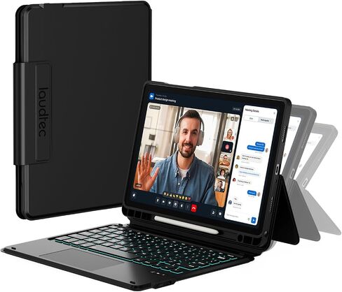 [ترقية] حافظة LAUDTEC متينة مع لوحة مفاتيح مدمجة ولوحة تتبع كبيرة لجهاز Samsung Galaxy Tab A9+ / A11+ Plus 5G 11" 2025، حامل قابل للتعديل، إضاءة خلفية، حامل قلم S، للطلاب والسفر، أسود in Kuwait