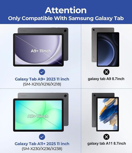 [ترقية] حافظة LAUDTEC متينة مع لوحة مفاتيح مدمجة ولوحة تتبع كبيرة لجهاز Samsung Galaxy Tab A9+ / A11+ Plus 5G 11" 2025، حامل قابل للتعديل، إضاءة خلفية، حامل قلم S، للطلاب والسفر، أسود in Kuwait
