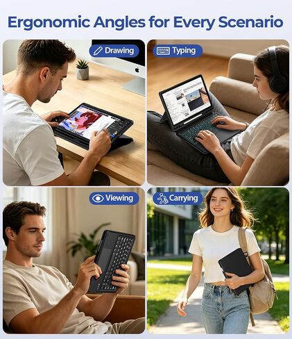 [ترقية] حافظة LAUDTEC متينة مع لوحة مفاتيح مدمجة ولوحة تتبع كبيرة لجهاز Samsung Galaxy Tab A9+ / A11+ Plus 5G 11" 2025، حامل قابل للتعديل، إضاءة خلفية، حامل قلم S، للطلاب والسفر، أسود in Kuwait