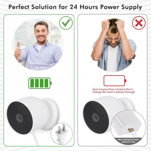 delilyn 30ft/9m Power Adapter for Google Nest Cam Outdoor or Indoor, Battery(2nd Gen), Weatherproof Power Cable for Nest Cam Continuously with One-Piece Molding Adapter in Saudi Arabia