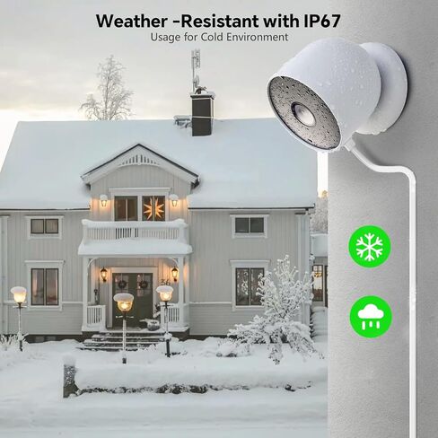 delilyn 30ft/9m Power Adapter for Google Nest Cam Outdoor or Indoor, Battery(2nd Gen), Weatherproof Power Cable for Nest Cam Continuously with One-Piece Molding Adapter in Saudi Arabia