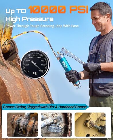 Seesii Heavy Duty Grease Gun 10000 PSI with Gear-Assisted Lever, 45cm Hose in Saudi Arabia
