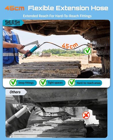 Seesii Heavy Duty Grease Gun 10000 PSI with Gear-Assisted Lever, 45cm Hose in Saudi Arabia