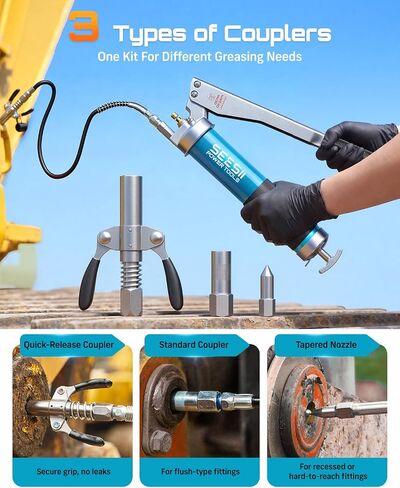 Seesii Heavy Duty Grease Gun 10000 PSI with Gear-Assisted Lever, 45cm Hose in Saudi Arabia