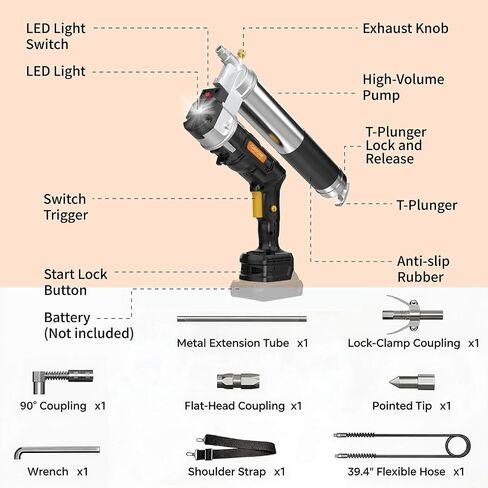 Electric Grease Gun Compatible with DeWalt 20V Battery (No Battery) 14oz Capacity Cordless Powered Grease Gun with 39." Flex Hose for Automotive, Truck, Farm Equipment Maintenance in Saudi Arabia