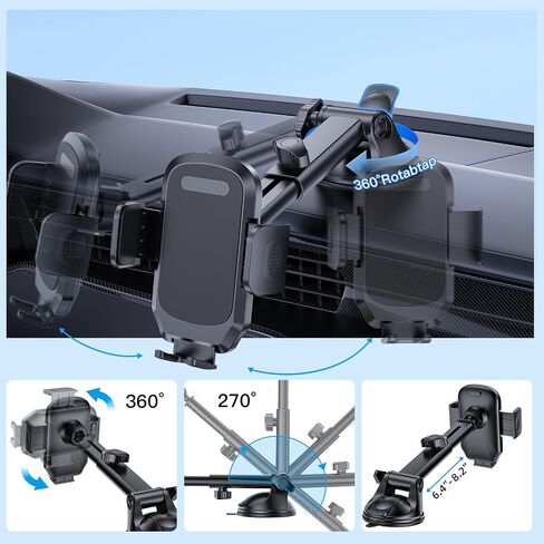 Car Phone Holder Dashboard Phone Mount - [2026 Upgrade - Strong Suction Cup],360 Degree Rotation Multifunctional Car Universal Phone Mount Compatible with 4-7 inch cellphones in Saudi Arabia