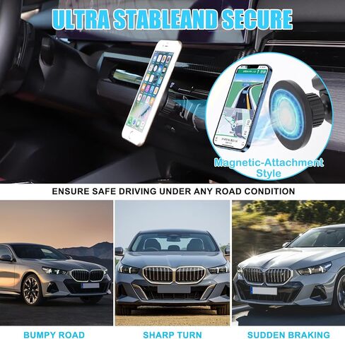 Car Phone Holder for 2024-2026 BMW 5 Series i5 G60 G68 530i 540i Accessories Magnetic 360 Rotatable Centre Console Air Vent Fixed Mobile Phone Mount Holder for Car Fit for iPhone Android Smartphones in Saudi Arabia