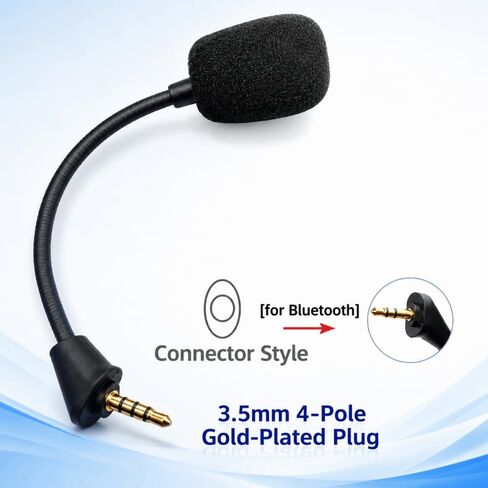 3.5mm Gold Plated Curved Plug Mic Replacement 5.91in Detachable Game Microphone for Hyper X Cloud II for Cloud Core for Cloud Pro Silver for Cloudx in Saudi Arabia