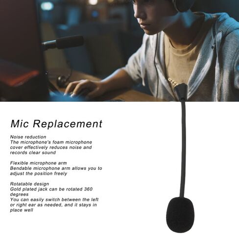 3.5mm Gold Plated Curved Plug Mic Replacement 5.91in Detachable Game Microphone for Hyper X Cloud II for Cloud Core for Cloud Pro Silver for Cloudx in Saudi Arabia