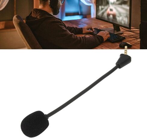3.5mm Gold Plated Curved Plug Mic Replacement 5.91in Detachable Game Microphone for Hyper X Cloud II for Cloud Core for Cloud Pro Silver for Cloudx in Saudi Arabia