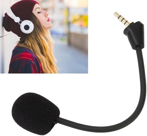 3.5mm Gold Plated Curved Plug Mic Replacement 5.91in Detachable Game Microphone for Hyper X Cloud II for Cloud Core for Cloud Pro Silver for Cloudx in Saudi Arabia