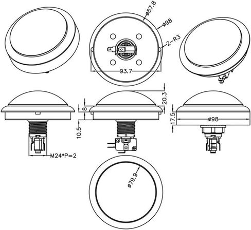 EG Starts 4 Inches Arcade Buttons 100mm Larger Big Dome Convex Type LED Lit Illuminated Push Button for Compatible Arcade Machine DIY Kit & Raspberry Pi Game Part ( White ) in Saudi Arabia