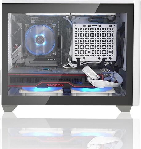 Mini-X Gaming PC - Ryzen 7 5700X RTX 5060 TI 8G VRAM, 32GB DDR4 RAM, 1TB NVME M.2 SSD, Heat-Pipe Cooler, ARGB Fans, WiFi/AC, mini Case, Windows 11 White in Kuwait