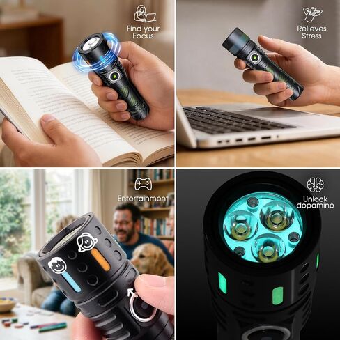 Hoxida Rechargeable Small Flashlight with Built-in Fidget Spinner Black in Kuwait