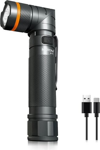 NICRON Flashlights,Rechargeable Magnetic LED Flashlights,1200 High lumens Tactical Flashlight,White/Red/Green Lights USB Charging,90 Degree Twist,IP65 Waterproof Outdoor in Kuwait