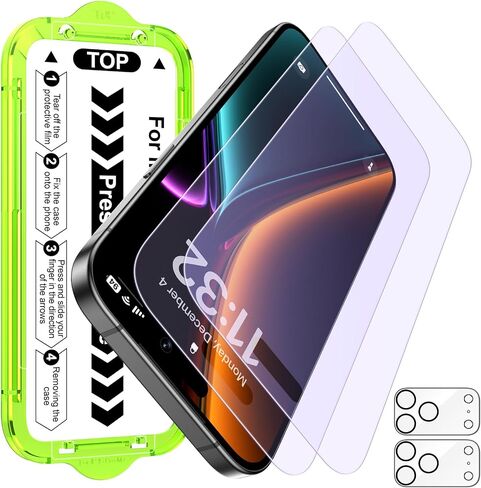 Esanik 2+2 Pack for iPhone 17 Pro Max Matte Anti-Blue Light Glass Screen Protector - Anti-Glare, Anti-Fingerprint, Anti-Reflection, 9H Hardness, Smooth Touch, Easy Alignment Tray in Saudi Arabia
