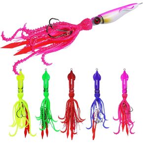 Saltwater Octopus Jigs, 5 PCS 20g 60g 120g Weighted Head Soft Squid Lures in Kuwait