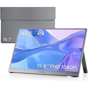 ARZOPA Portable Monitor 15.6'' FHD 1080P Portable Laptop Monitor with Kickstand & PU Sleeve Bag Combination in Saudi Arabia