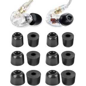 Foam Eartips Compatible with Shure SE215 Pro SE425 Pro Earbuds, 6 Pairs S/M/L Sizes Soft Memory Foam Ear Tips Replacement Tips, Compatible with Klipsch Etymotic Shure Earbuds 6 Pairs Black in Saudi Arabia
