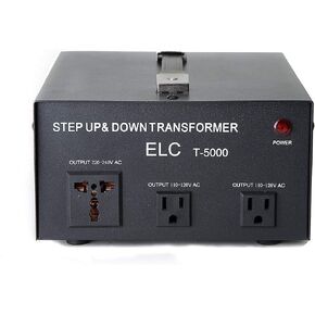 ELC T-5000+ محول جهد 5000 واط - خطوة لأعلى/لأسفل - 110 فولت/220 فولت - حماية قاطع الدائرة شديدة التحمل [ضمان 3 سنوات] in Kuwait