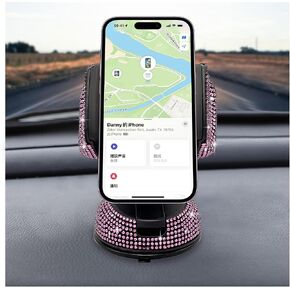Bling Cell Phone Holder, 360° Adjustable Automotive Phone Stand with Rhinestones, Universal Crystal Phone Holder for Car Windshield Dashboard Air Vent, Car Accessories (Pink) in Saudi Arabia