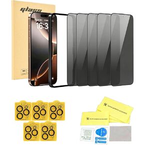 Tempered Glass Screen Protector Film for iPhone 16 PLUS, with Camera Lens Protector, 5+5 Pack in Saudi Arabia
