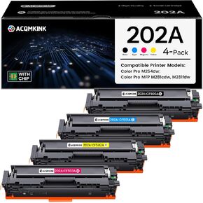 202A Toner Cartridges 4 Pack Replacement for HP 202A CF500A CF501A CF502A CF503A Color Pro M254dw M254; MFP M281cdw, M281fdw M281 Series Printer (Black Cyan Yellow Magenta) in Saudi Arabia