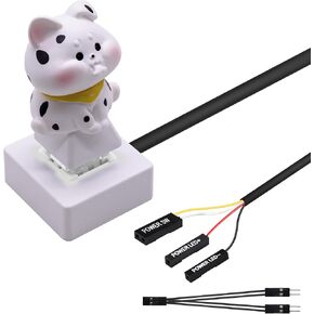 External PC Power Button, Cute Animal Keycap Desktop Power Switch LED, Power Supply Button SW Extension for PC Motherboard (Kitty) in Saudi Arabia