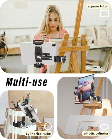Metal Easel Tablet Holder, Fits 1.1-1.8" Tubes, 360° Adjustable in Saudi Arabia