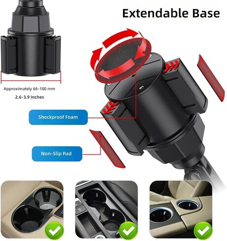 Universals Car Cup Holder Mount for Tablets and Phones with 360 Degree Rotation and Adjustable Viewing Angled in Kuwait
