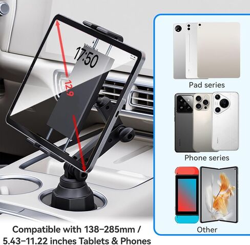 Universals Car Cup Holder Mount for Tablets and Phones with 360 Degree Rotation and Adjustable Viewing Angled in Kuwait