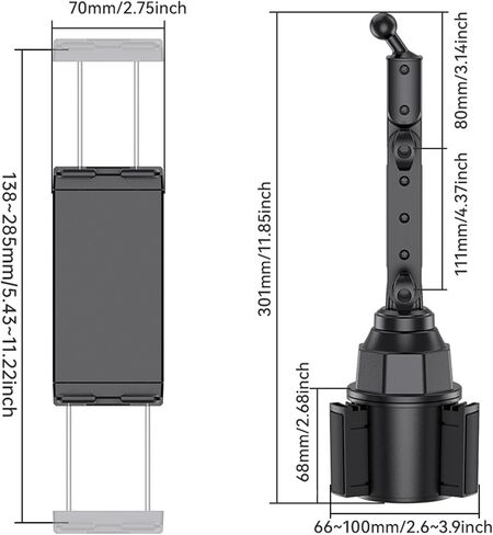 Universals Car Cup Holder Mount for Tablets and Phones with 360 Degree Rotation and Adjustable Viewing Angled in Kuwait