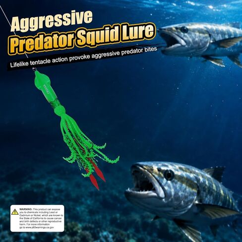Saltwater Octopus Jigs, 5 PCS 20g 60g 120g Weighted Head Soft Squid Lures in Kuwait