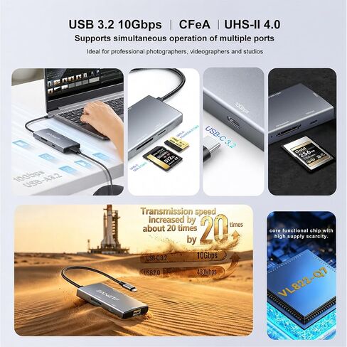 Eanetf 5-in-1 USB C Hub 10Gbps CFexpress Type C for 8K RAW in Kuwait