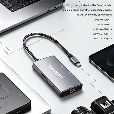 Eanetf 5-in-1 USB C Hub 10Gbps CFexpress Type C for 8K RAW in Kuwait