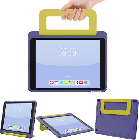 INFILAND Kids Case for iPad 9th/8th/7th Generation 2021/2020/2019 10.2 inch, Durable Soft Shockproof Stand Protective Cover with Pencil Holder/Handle for iPad 7/8/9 Gen (Light Pink) in Saudi Arabia