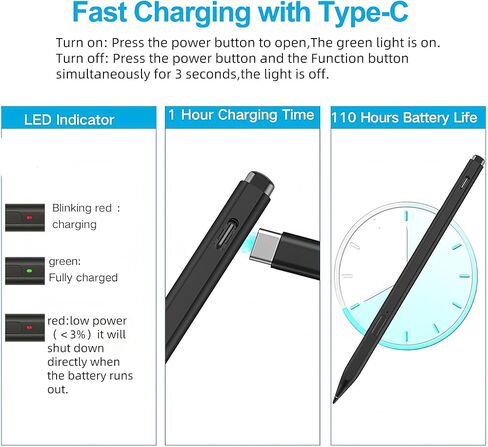Milikilo AMZ Fire Tablet Stylus Pen for Amazon Fire Max 11 (2023 Release) & Amazon Fire HD 10, (13th Gen, 2023 Release) Tablets,Stylus with USB-C Fast Charging, 4096 Fine Control in Saudi Arabia