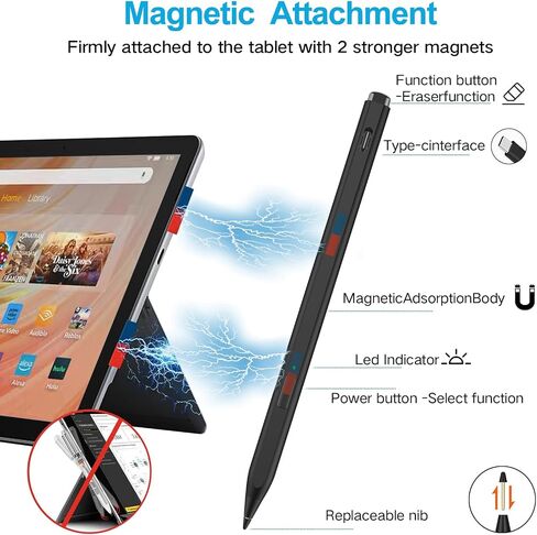 Milikilo AMZ Fire Tablet Stylus Pen for Amazon Fire Max 11 (2023 Release) & Amazon Fire HD 10, (13th Gen, 2023 Release) Tablets,Stylus with USB-C Fast Charging, 4096 Fine Control in Saudi Arabia
