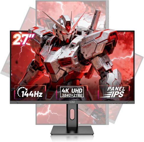 LXZ 27 inch Monitor 4K UHD 144Hz Gaming Monitor – IPS Panel with 1ms MPRT, Supports HDR, 84% NTSC, HDMI 2.1, Height/Tilt/Pivot/Swivel Stand, VESA Compatible, Eye Care – Black in Saudi Arabia
