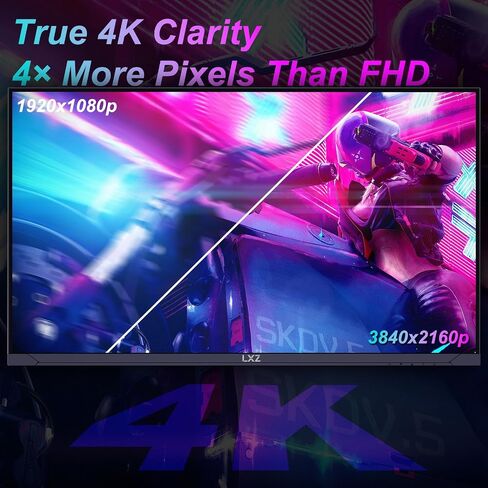 LXZ 27 inch Monitor 4K UHD 144Hz Gaming Monitor – IPS Panel with 1ms MPRT, Supports HDR, 84% NTSC, HDMI 2.1, Height/Tilt/Pivot/Swivel Stand, VESA Compatible, Eye Care – Black in Saudi Arabia