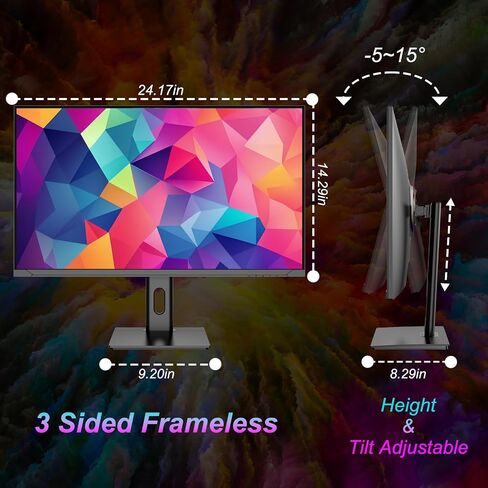 LXZ 27 inch Monitor 4K UHD 144Hz Gaming Monitor – IPS Panel with 1ms MPRT, Supports HDR, 84% NTSC, HDMI 2.1, Height/Tilt/Pivot/Swivel Stand, VESA Compatible, Eye Care – Black in Saudi Arabia