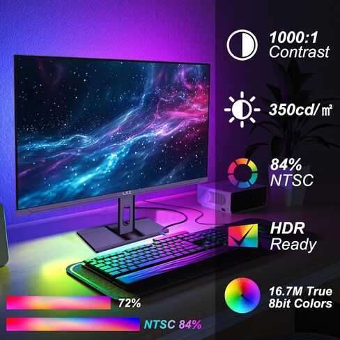LXZ 27 inch Monitor 4K UHD 144Hz Gaming Monitor – IPS Panel with 1ms MPRT, Supports HDR, 84% NTSC, HDMI 2.1, Height/Tilt/Pivot/Swivel Stand, VESA Compatible, Eye Care – Black in Saudi Arabia